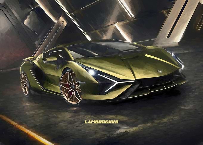 Lamborghini in watercolor