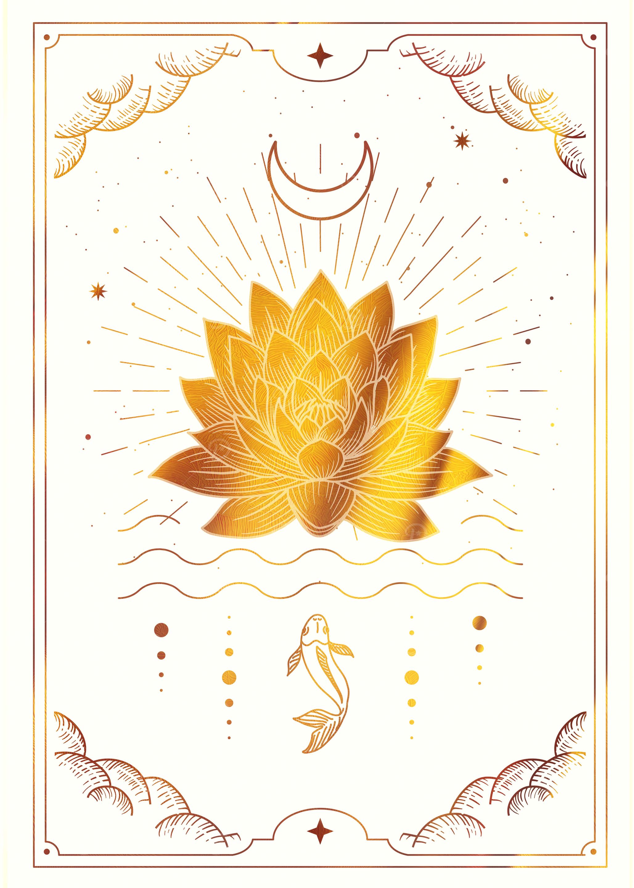 Tarot Lotus with Moon