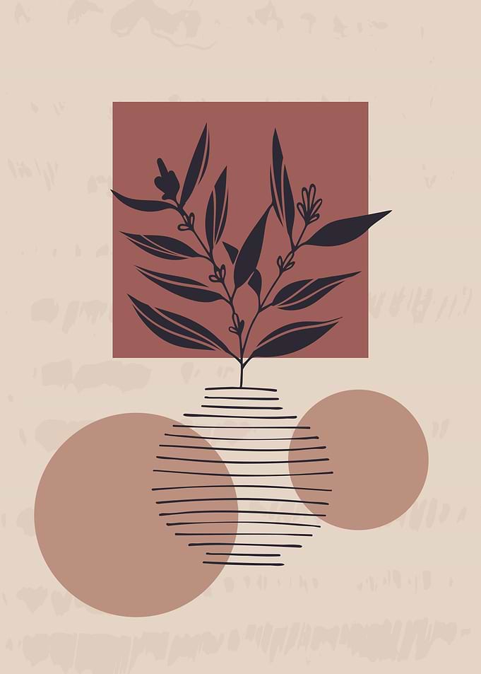 Geometric flower vase art
