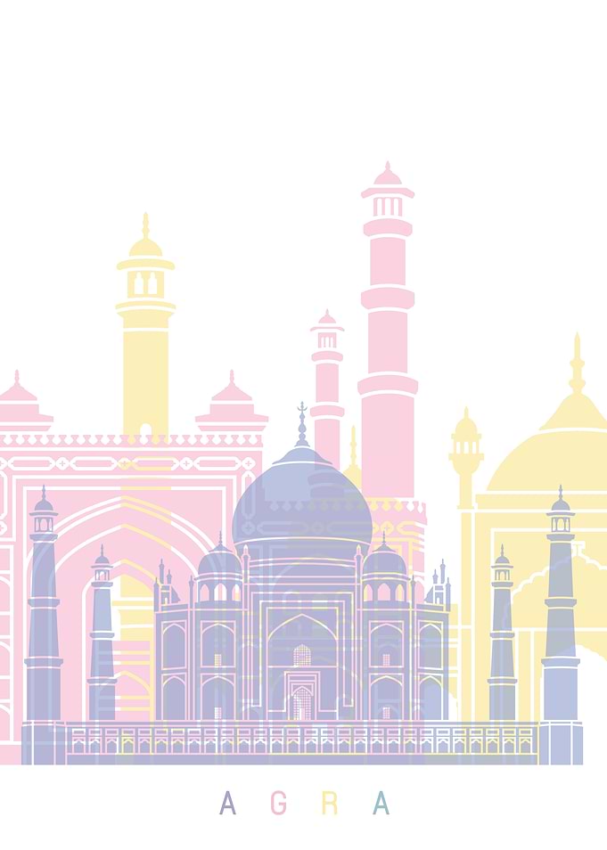 AGRA SKYLINE POSTER PASTEL