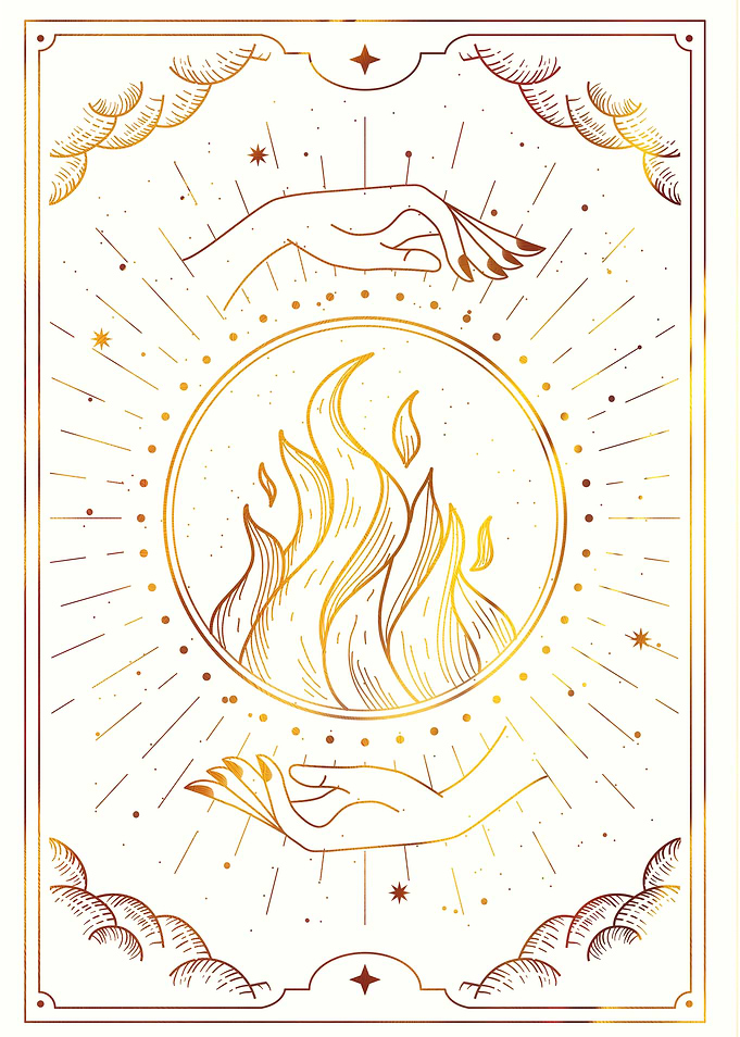 Tarot Fire in a crystal