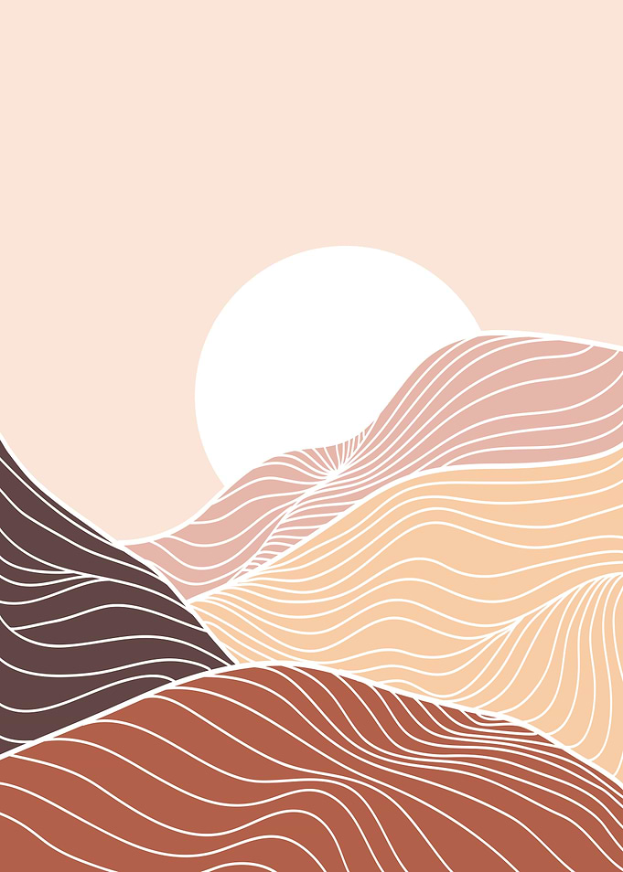 Abstract Mountain line art