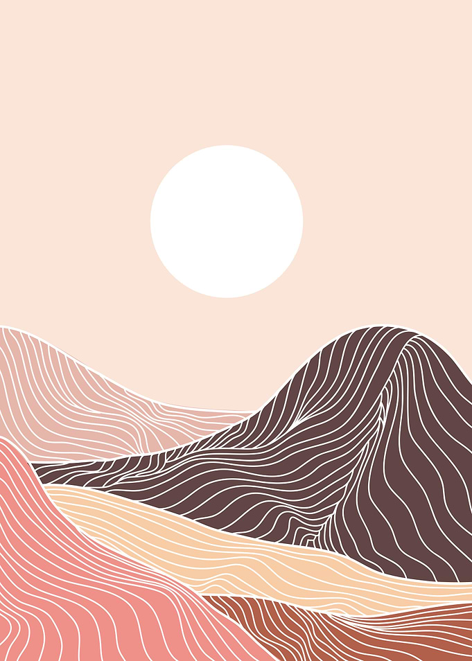Abstract Mountain line art