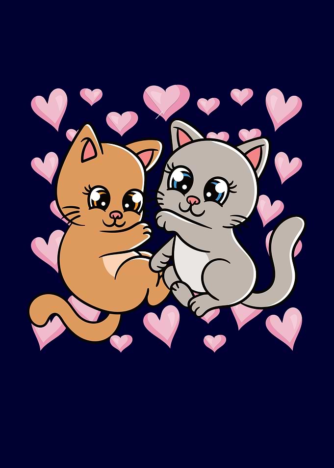 Valentines Day Couple Cats