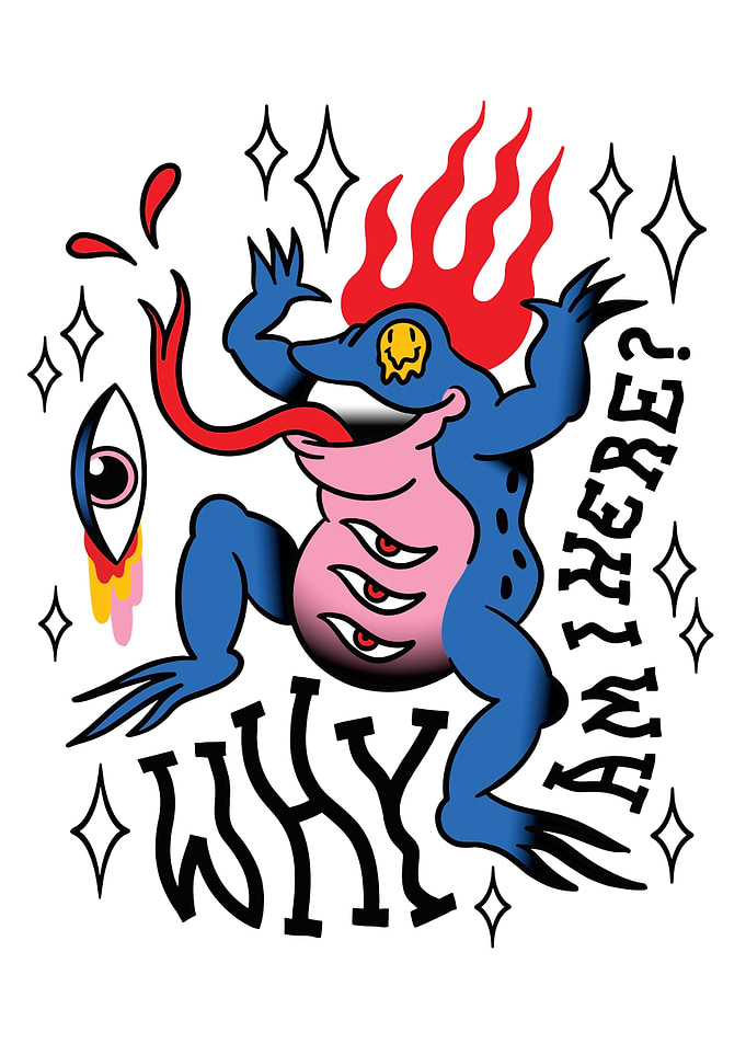 Frog on fire trippy