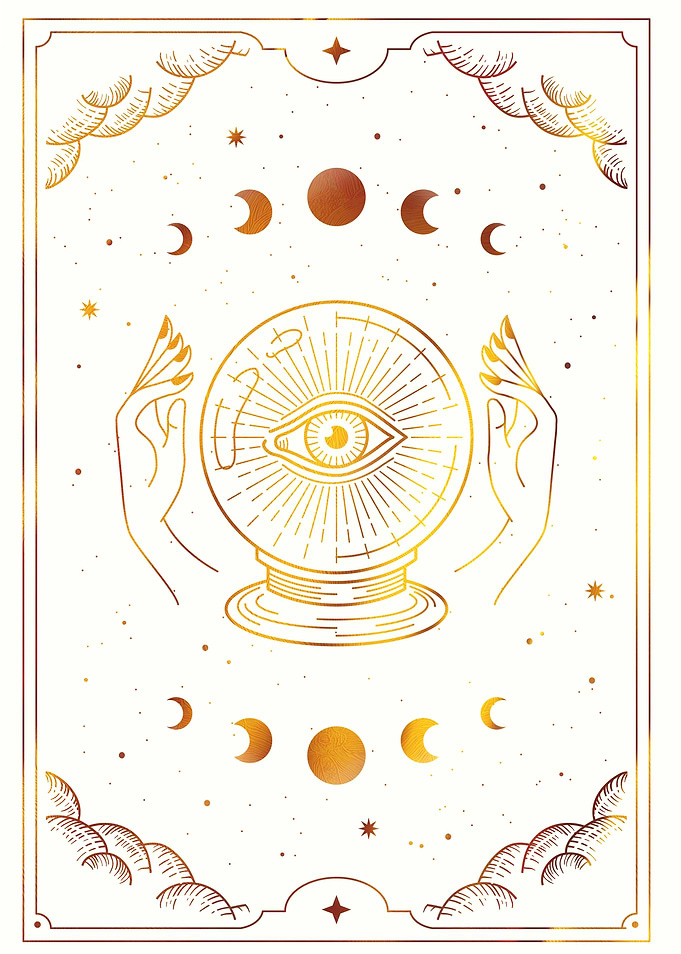 Tarot Crystal ball moon