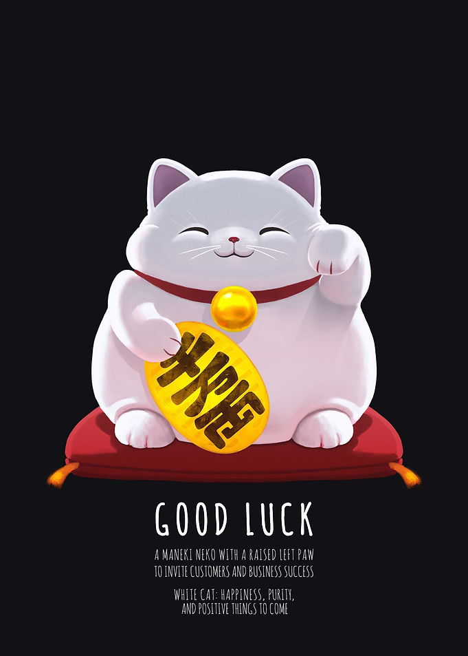 Lucky White Cat Left Paw