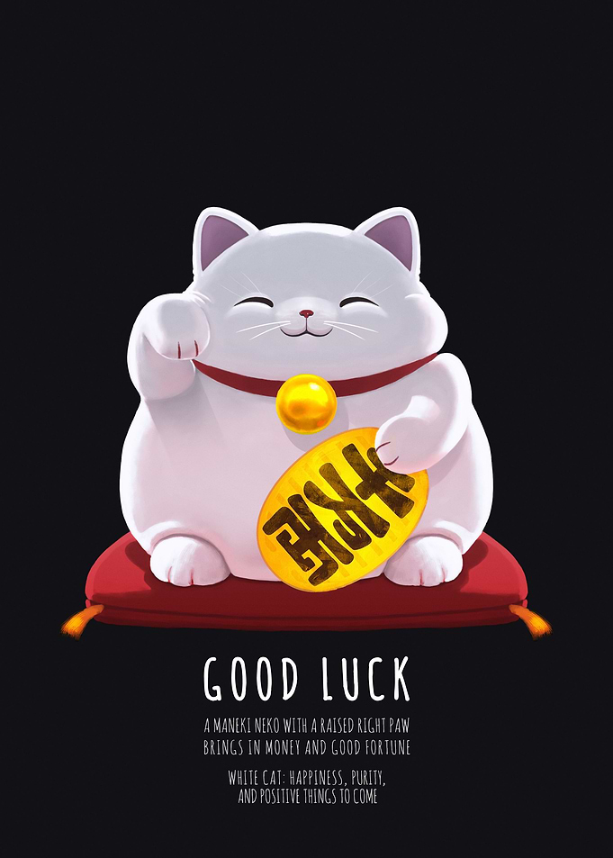 Lucky White Cat Right Paw