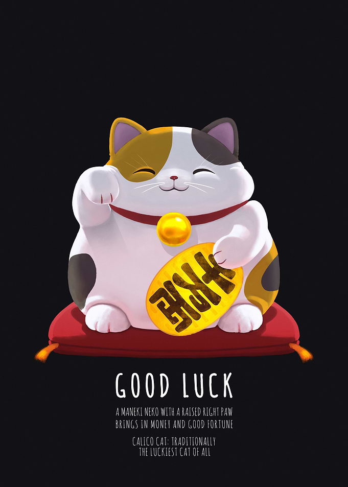 Lucky Calico Cat Right Paw