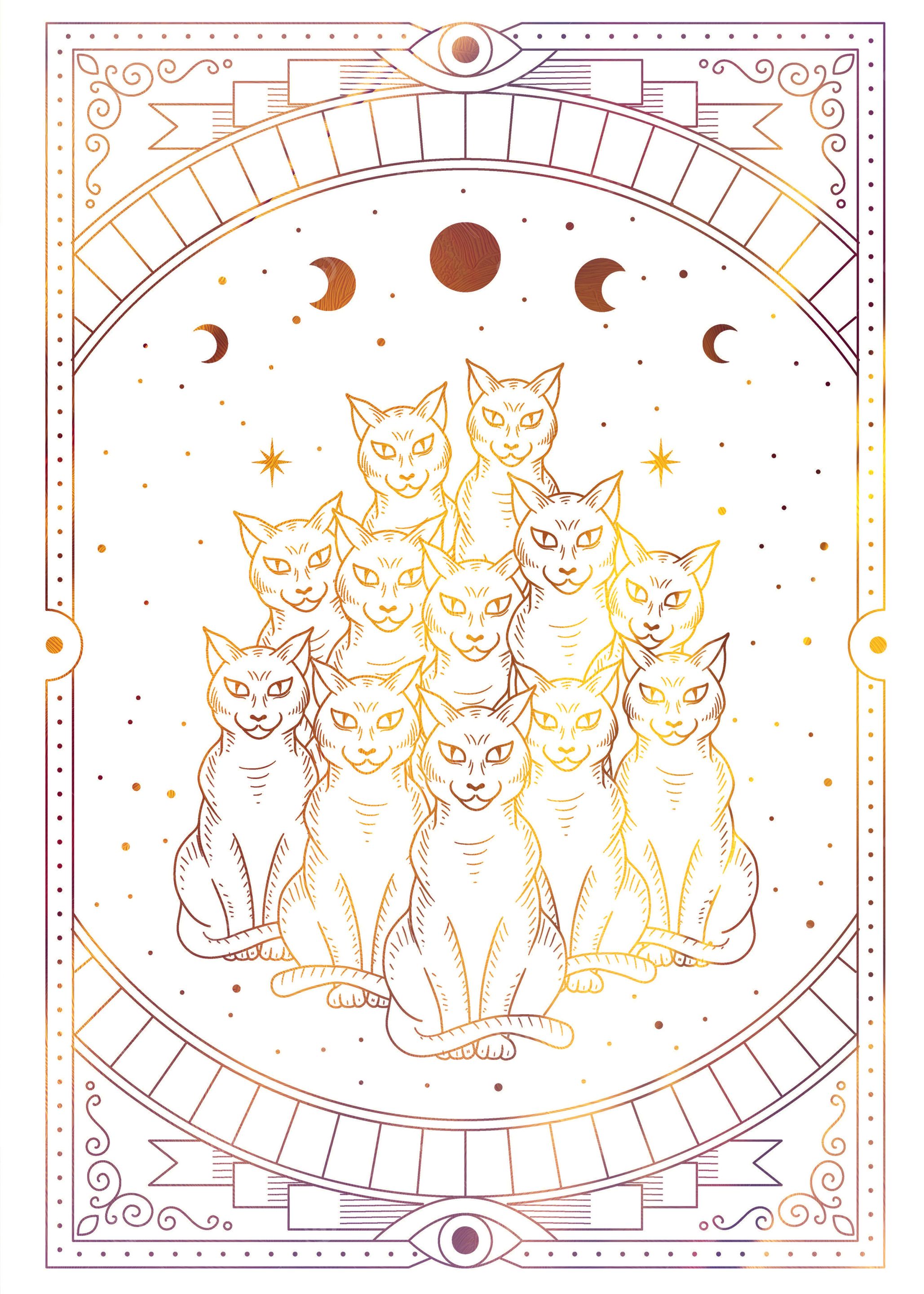 Tarot cats with moon phase