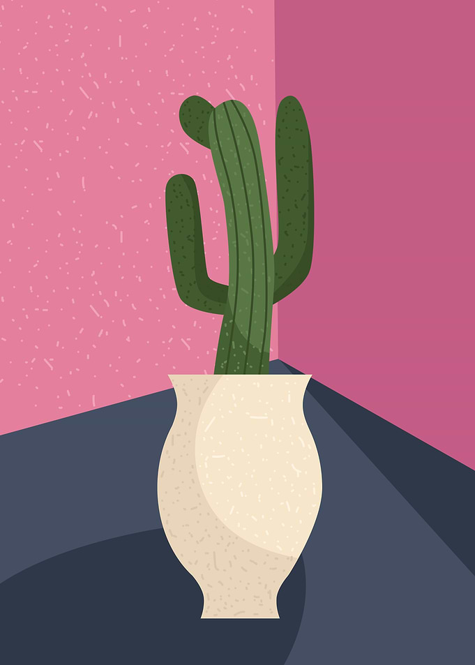 Abstract Cactus vase art