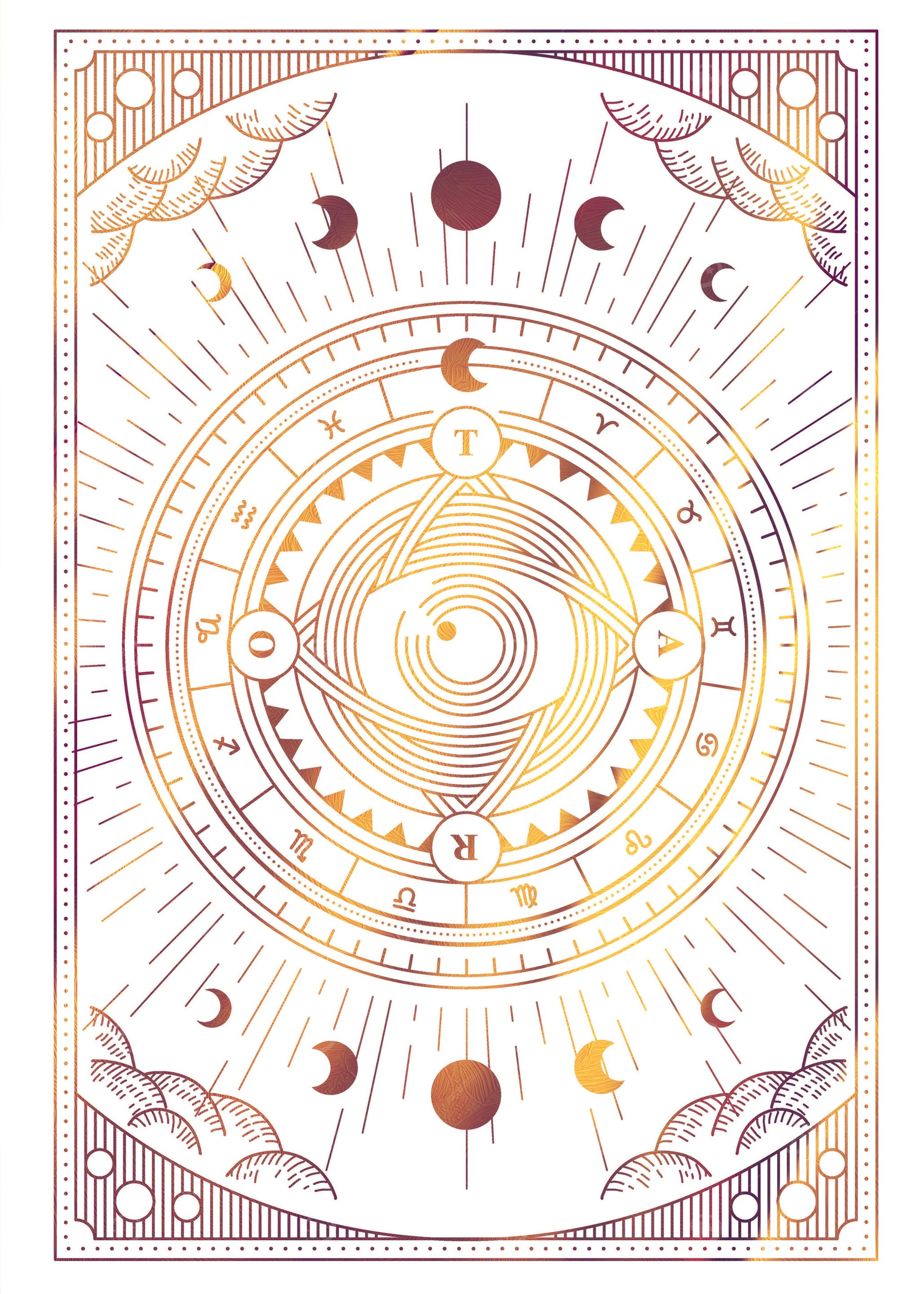 Tarot Eye with moon phases