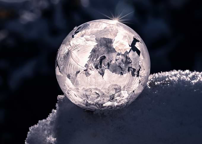Winter day, frozen bubble