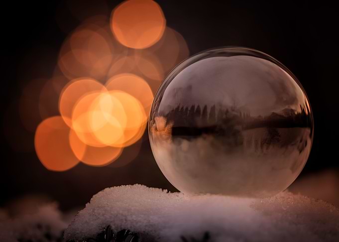 Winter day, frozen bubble