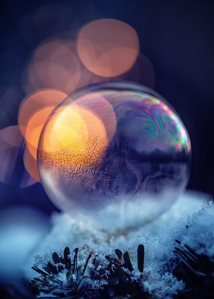 Winter day, frozen bubble