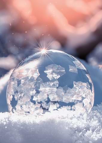 Winter day, frozen bubble