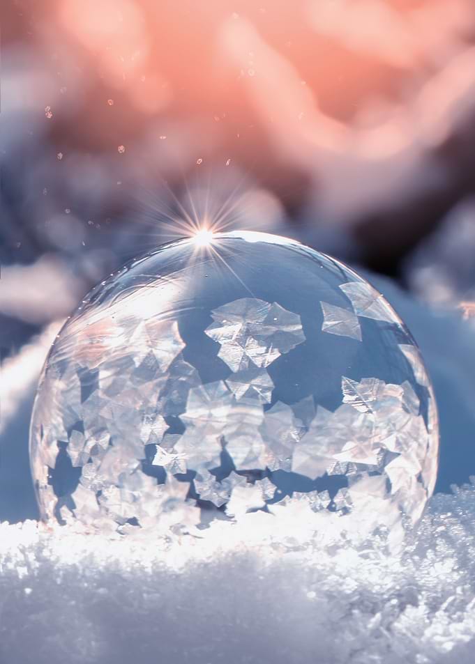 Winter day, frozen bubble