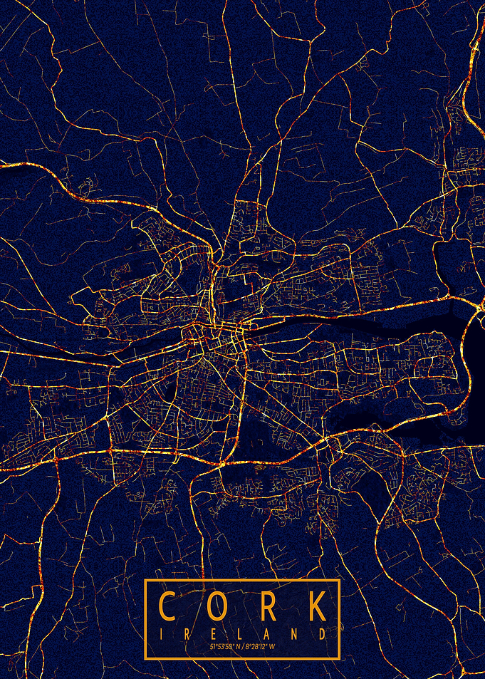 Cork Map City At Night