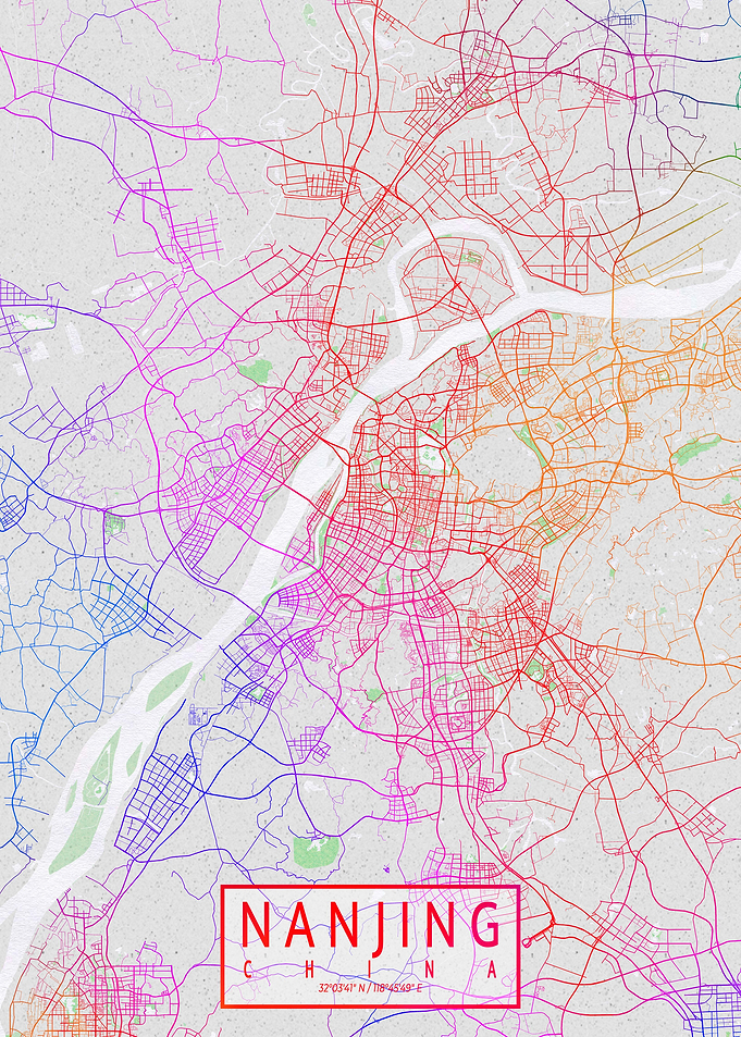 Nanjing City Map Colorful