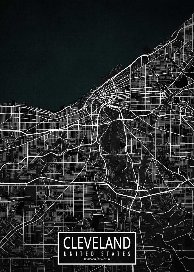 Cleveland City Map Dark