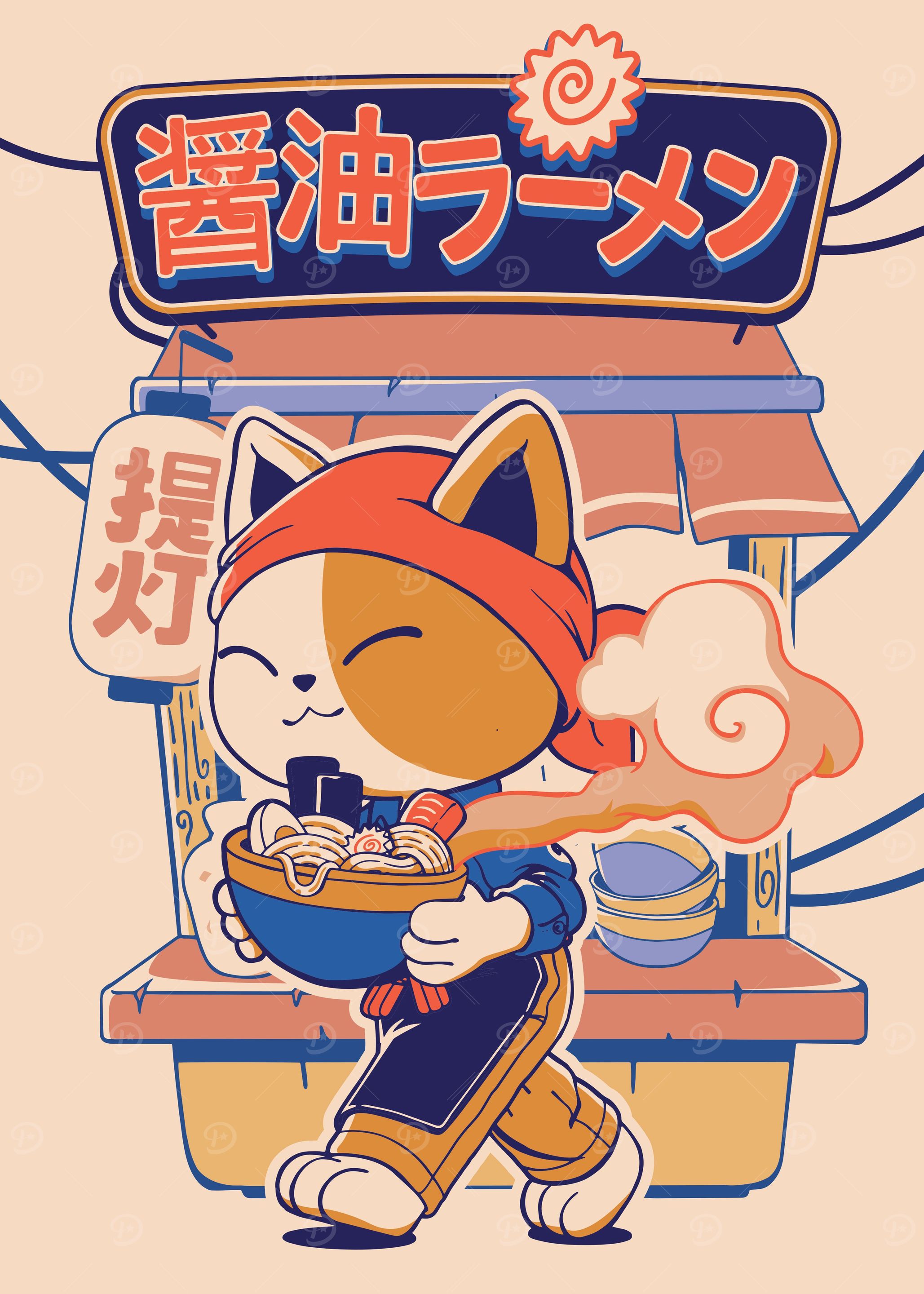 Neko eating ramen