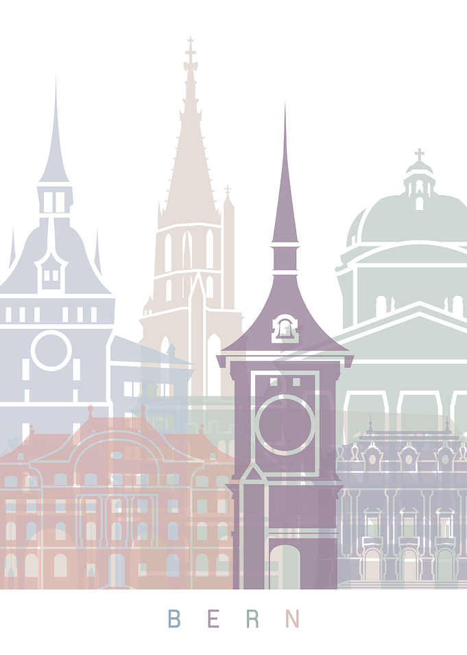 BERN SKYLINE POSTER PASTEL