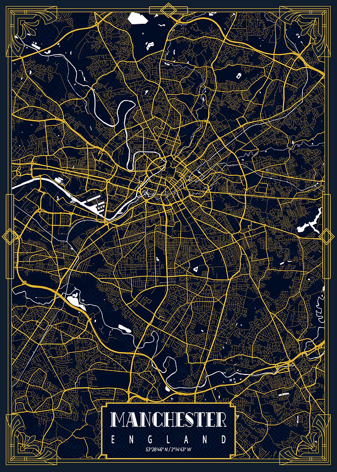 Manchester City Map Gold