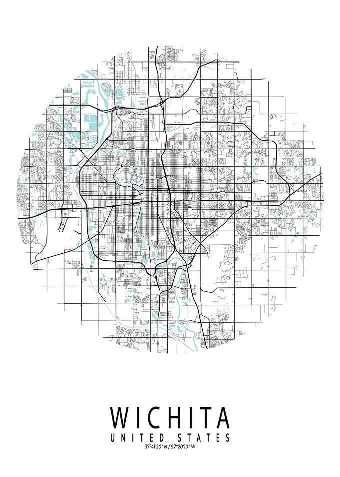 Wichita City Map Circle