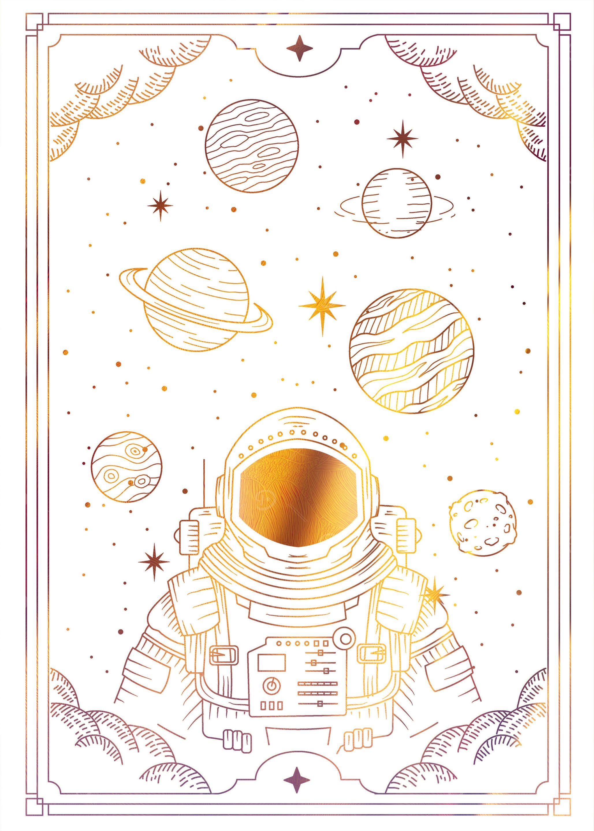 Tarot spaceman in space