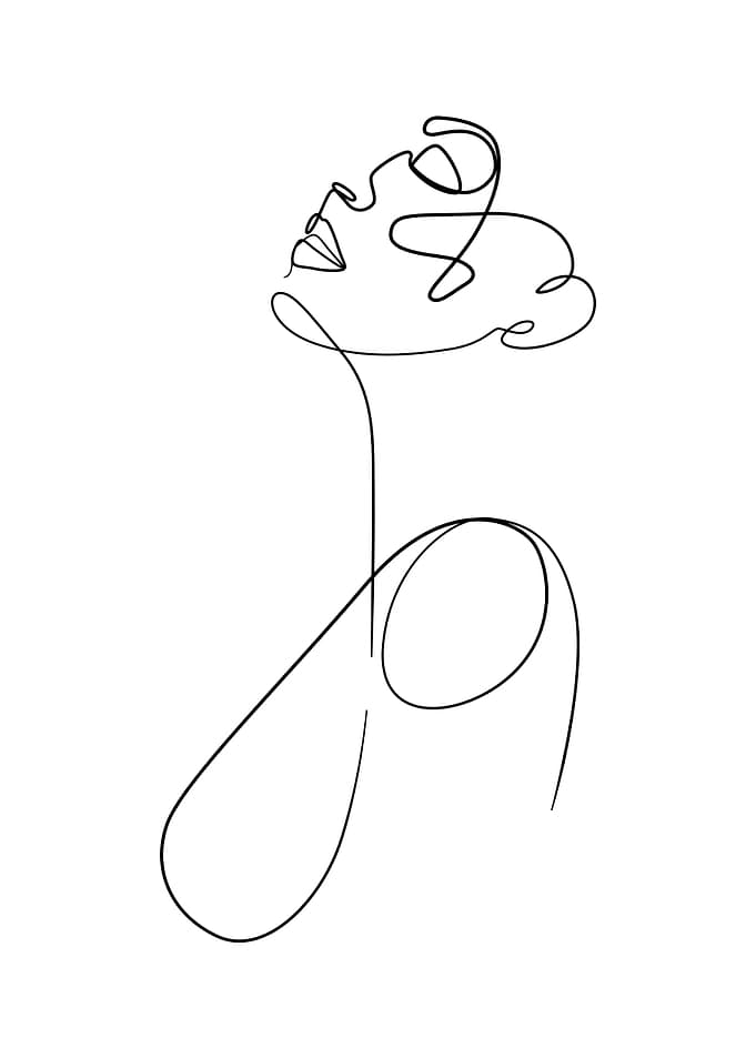 One Line Art Girl Side