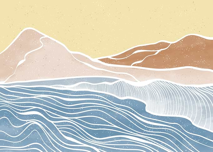 Ocean wave and Mountain