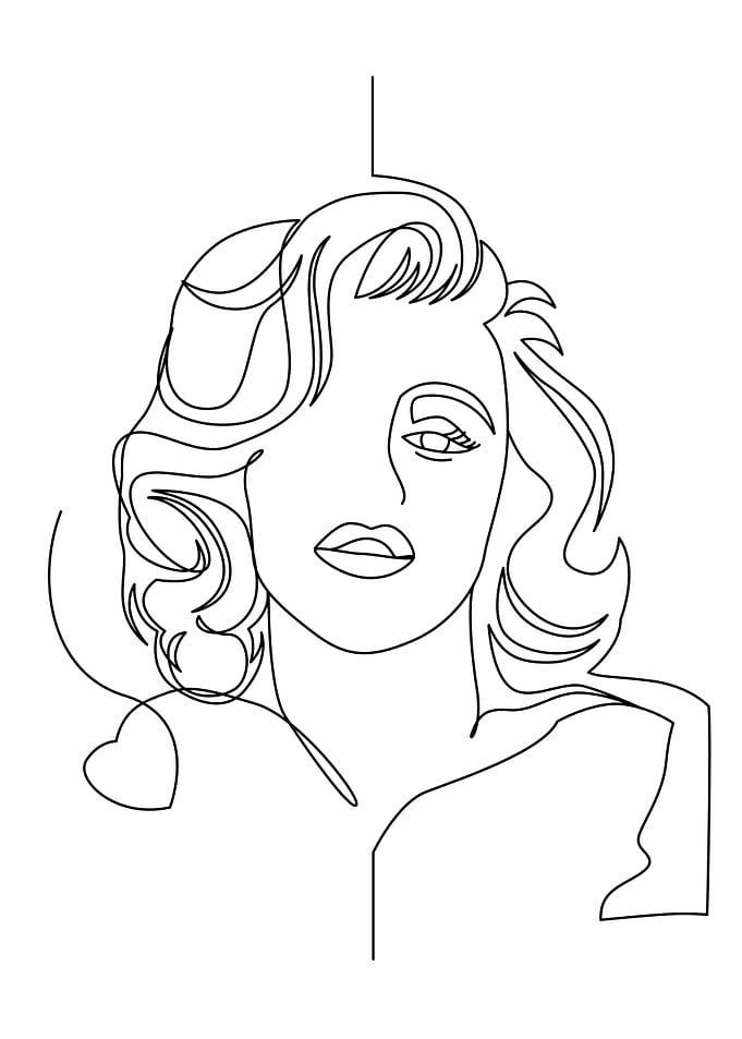 One Line Art Cute Girl