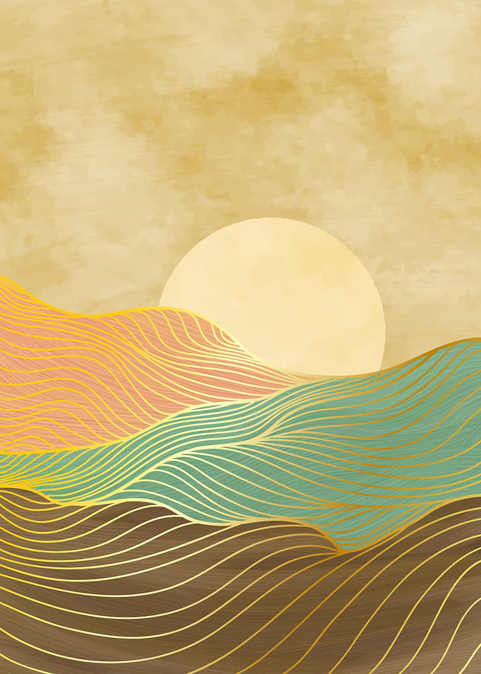 Abstract Mountain line art