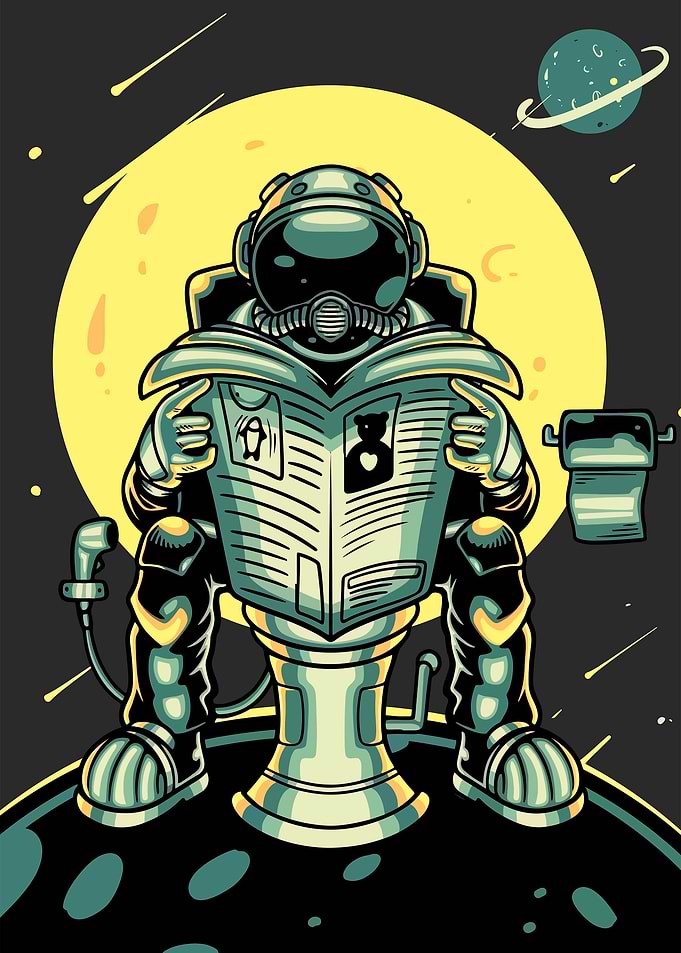 Reading book in space