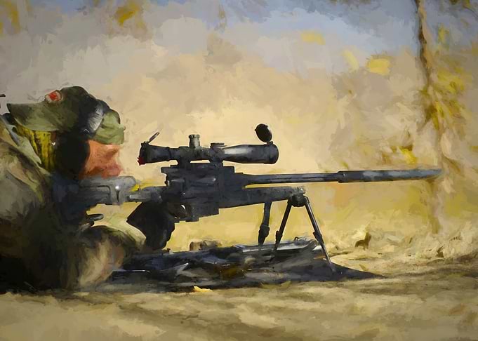 Camouflaged sniper