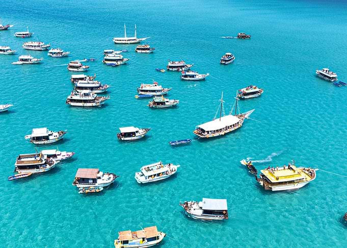Boats on crystal water