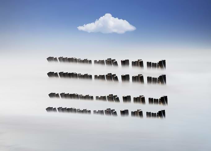 Stone piles in rows