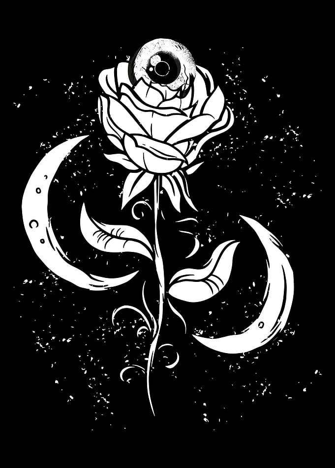 Weirdcore Rose Eye Moon
