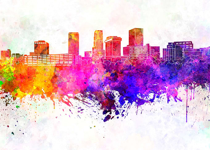 Akron skyline watercolor