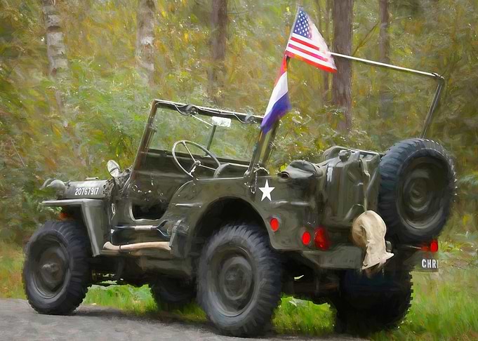 Jeep Willys in watercolor