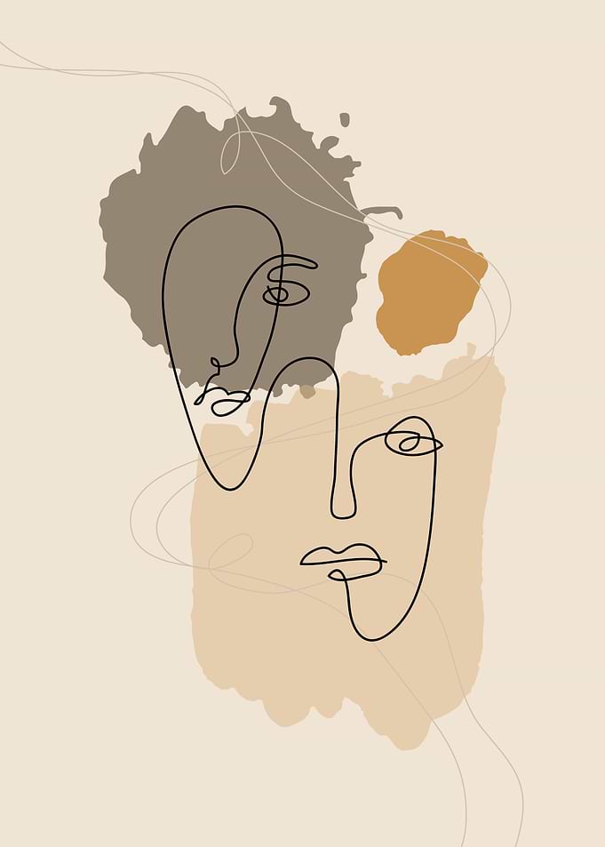 Modern couple line print