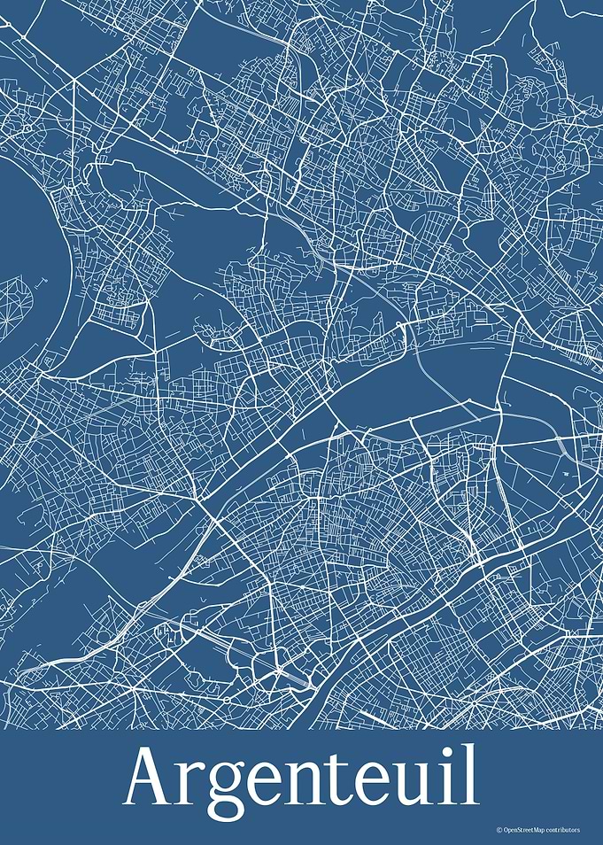 Argenteuil France Blue Map