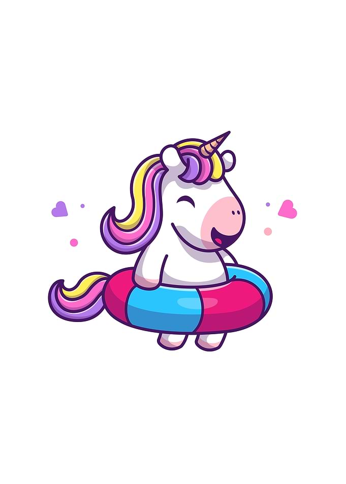 Cute Unicorn Swimming