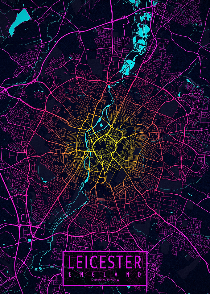 Leicester City Map Neon