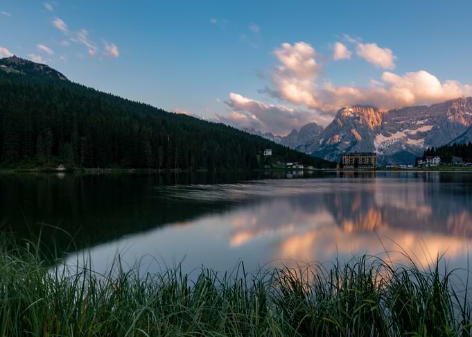 italy lake misurina sunset