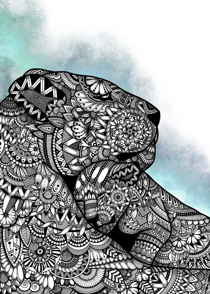 Zentangle Lioness with cub