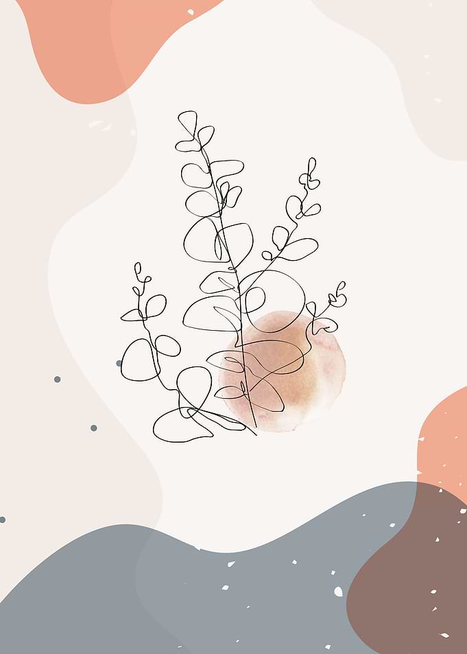 Aesthetic leaf line art