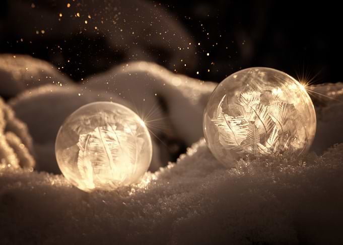 Winter day, frozen bubble
