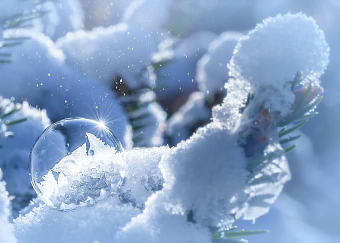 Winter day, frozen bubble