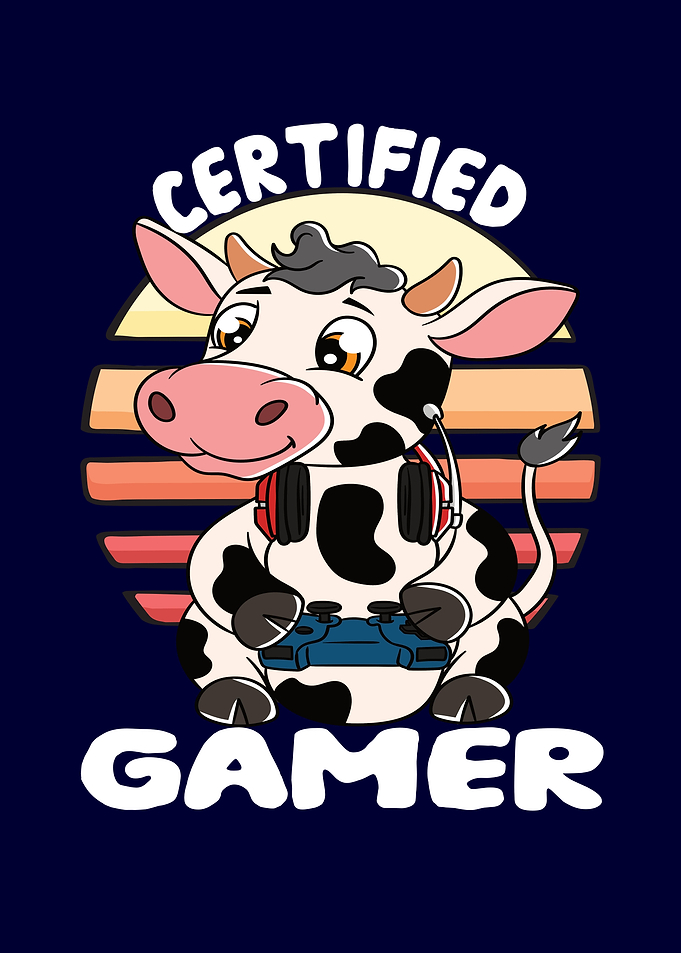 Certified Gamer Cute Cow